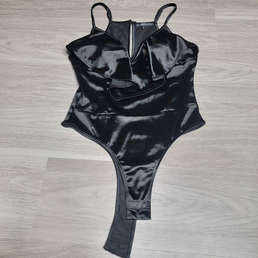 Elegant Black Satin Bodysuit